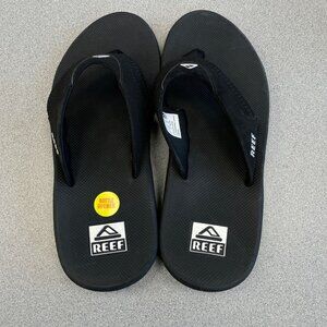 NEW Reef Men's Size 8 Fanning Bottle Opener Flip Flops Black Thong Sandals